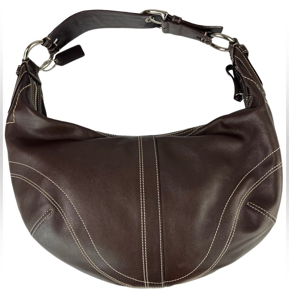 Vintage Coach Brown Leather Half Moon Hobo Bag